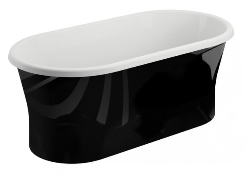 Polimat Amona New wanna wolnostojąca 150x75 cm akrylowa biały/czarny połysk 00335