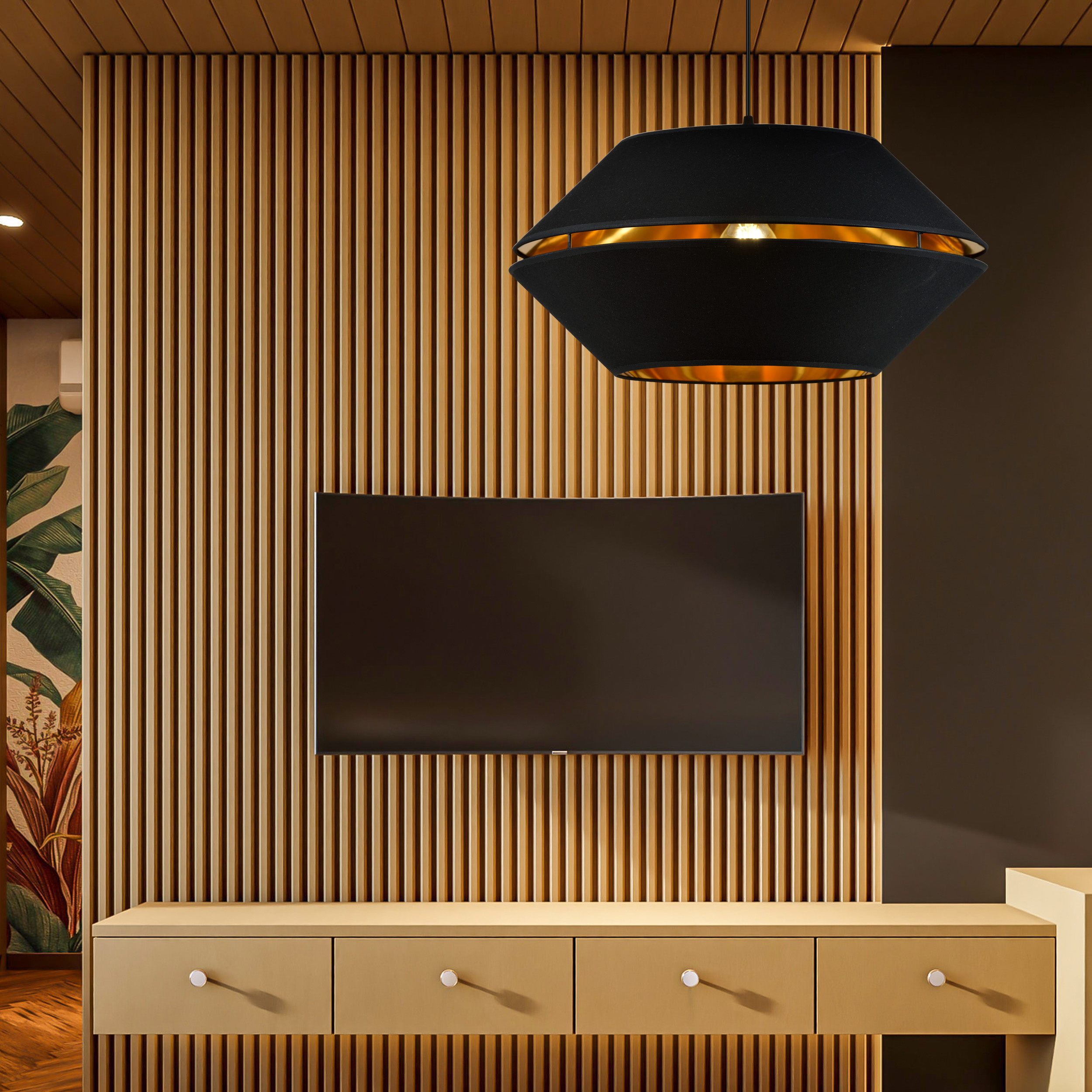Emibig Piano lampa wisząca 1x15 W czarna-złota 1183/1