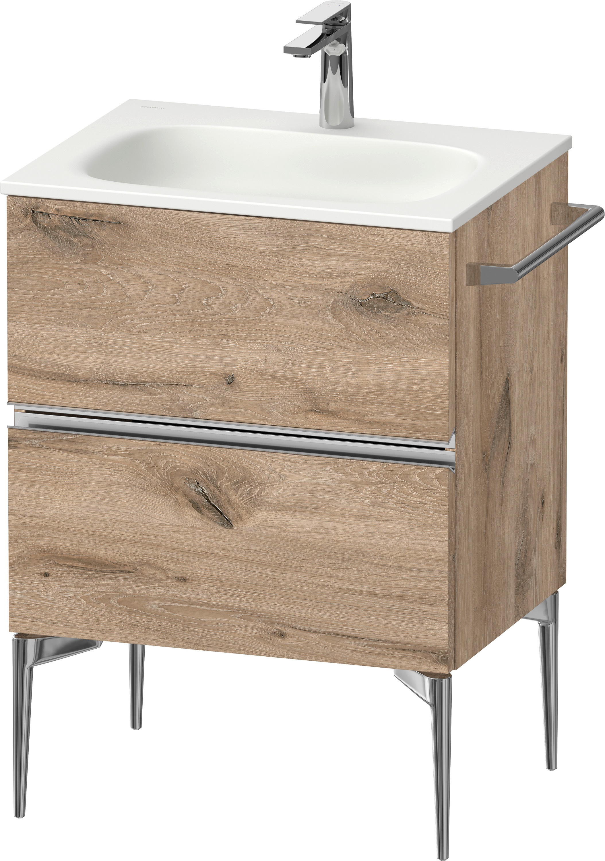 Duravit Sivida szafka 61x47,7x59,2 cm podumywalkowa wisząca dąb-chrom SV4650010550000