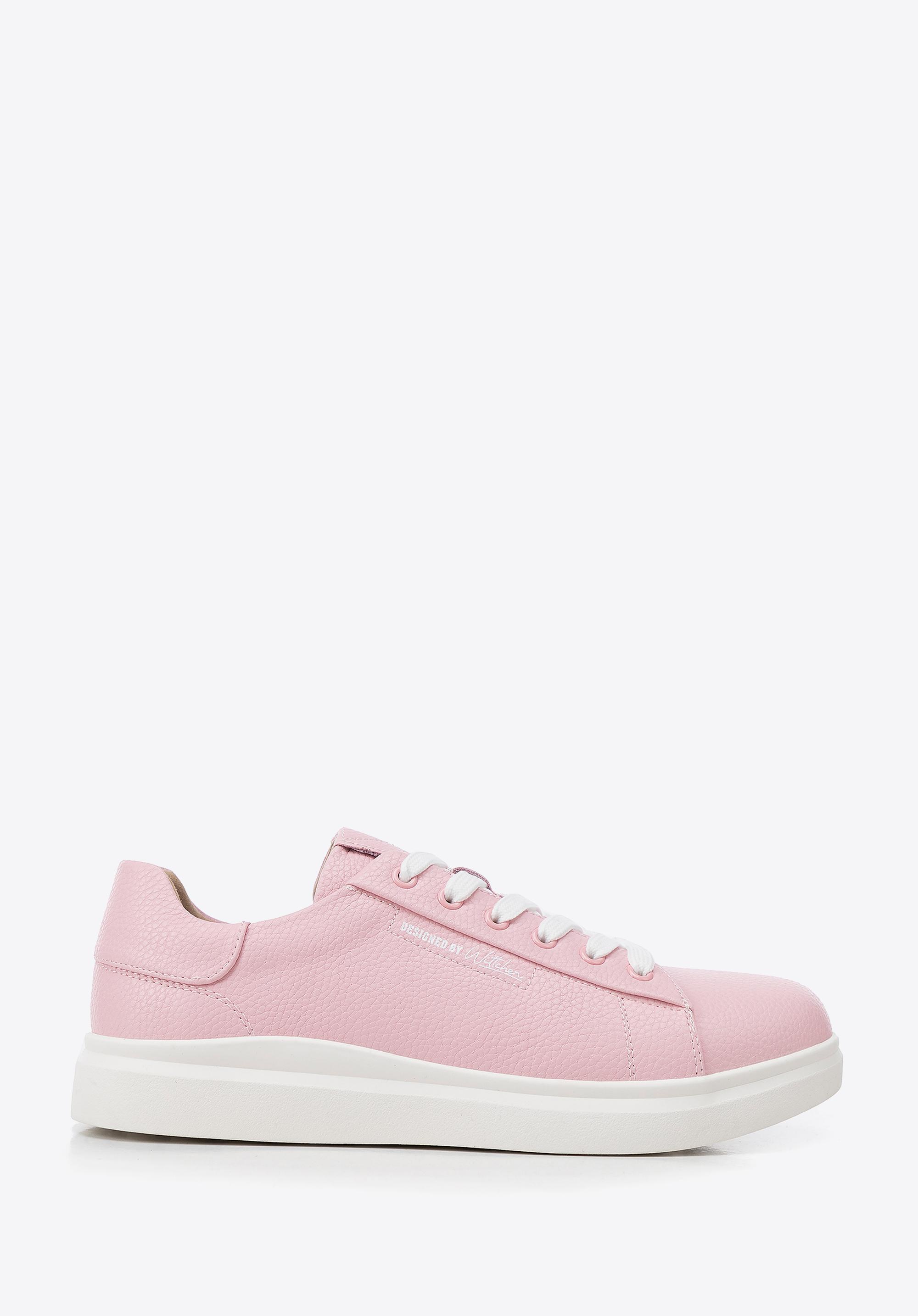 Damskie klasyczne sneakersy na platformie różowe