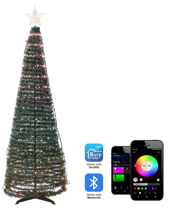 Sztuczna choinka z kolorowymi światełkami Smart LED i aplikacją 188 cm Saarloq 1 szt.
