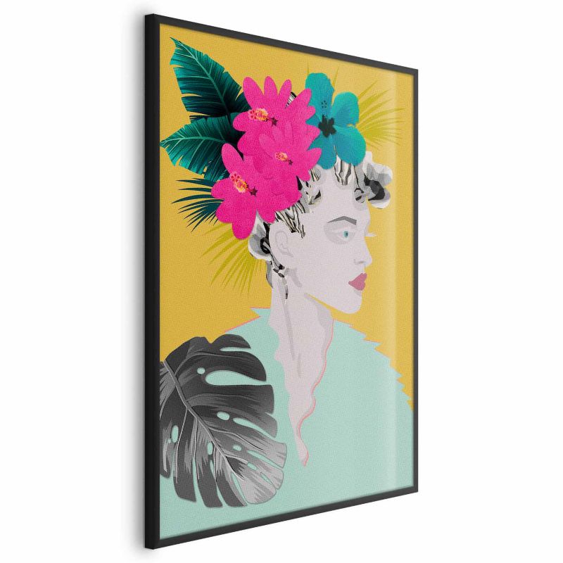 Plakat Artgeist Kwiaty we włosach 40x60 cm z ramą czarną 1 szt