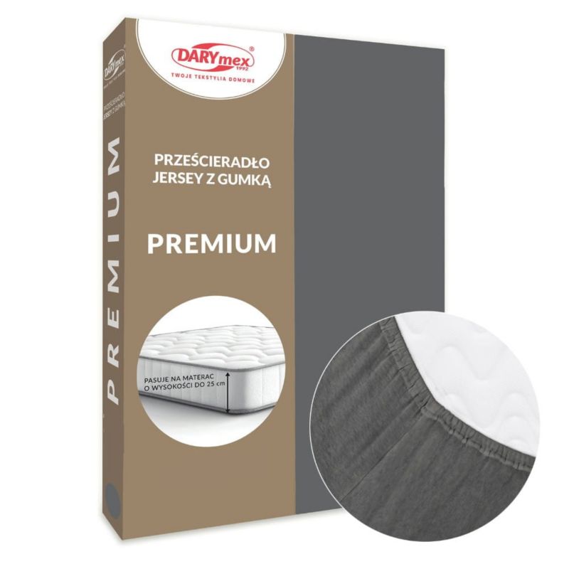 Prześcieradło jersey z gumką Darymex 180x200 kolor szary PREMIUM 1 szt.