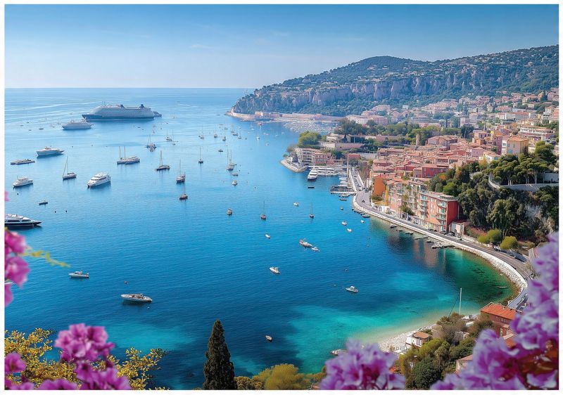 Fototapeta Góry 3D Miasto Ocean Widok WALLARENA 400x280 cm Tapeta Do Sypialni Salonu Kuchni 1 szt.