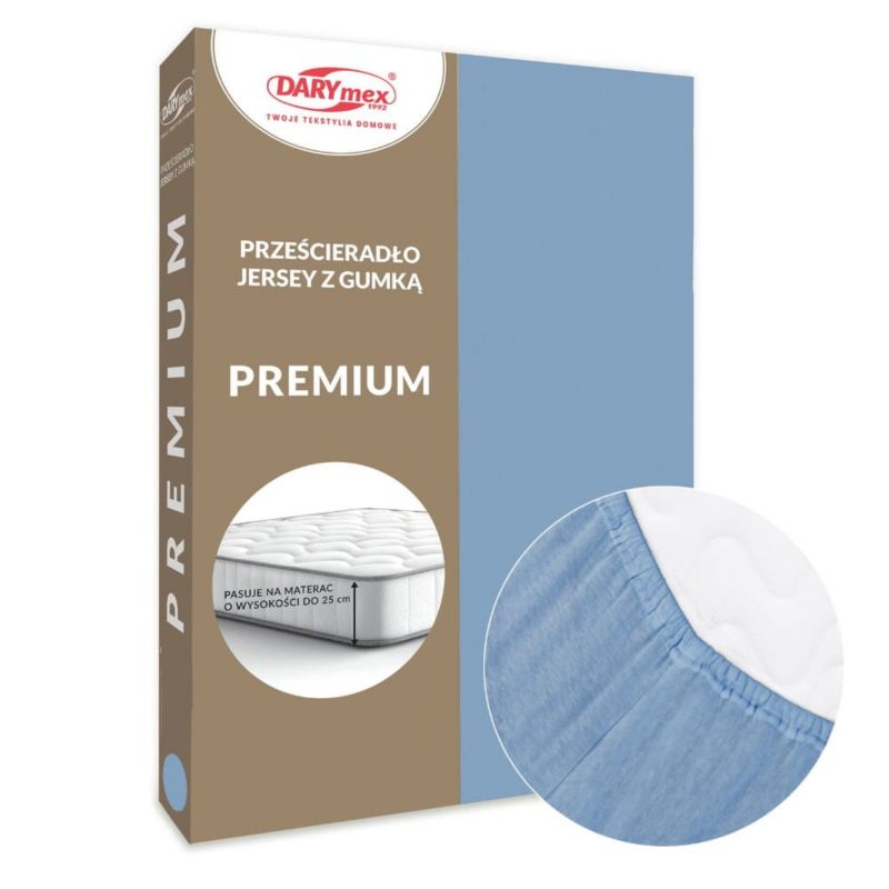 Prześcieradło jersey z gumką Darymex 200x220 kolor niebieski PREMIUM 1 szt.
