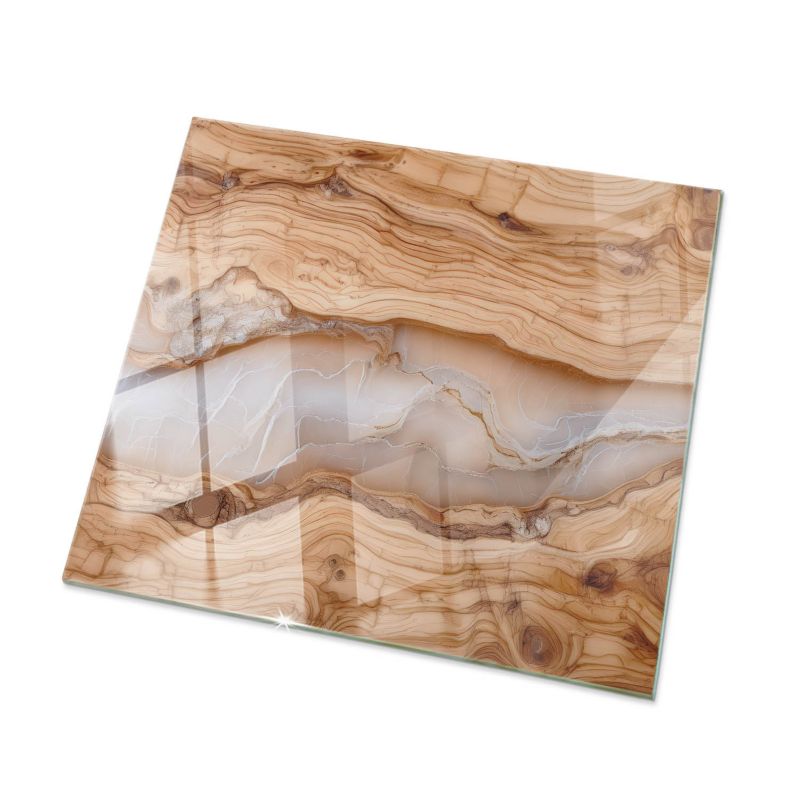 Blat szklany Tulup 50x50 cm Naturalne drewno z żywicą 1 szt.