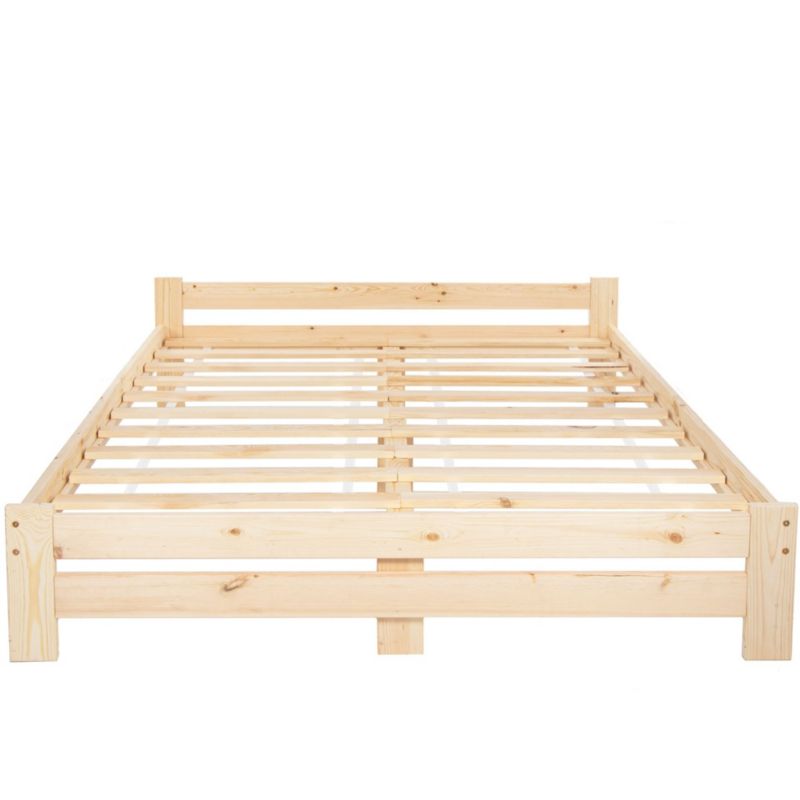Łóżko drewniane dwuosobowe ze stelażami Springos 200x160 jasny brąz 1 szt.