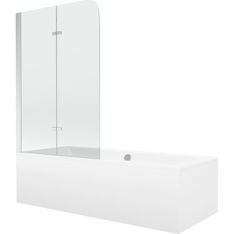 Wanna prostokątna Mexen Cube 180 x 80 cm z obudową i parawanem 2-skrzydłowym 80 cm transparent chrom 1 kpl.