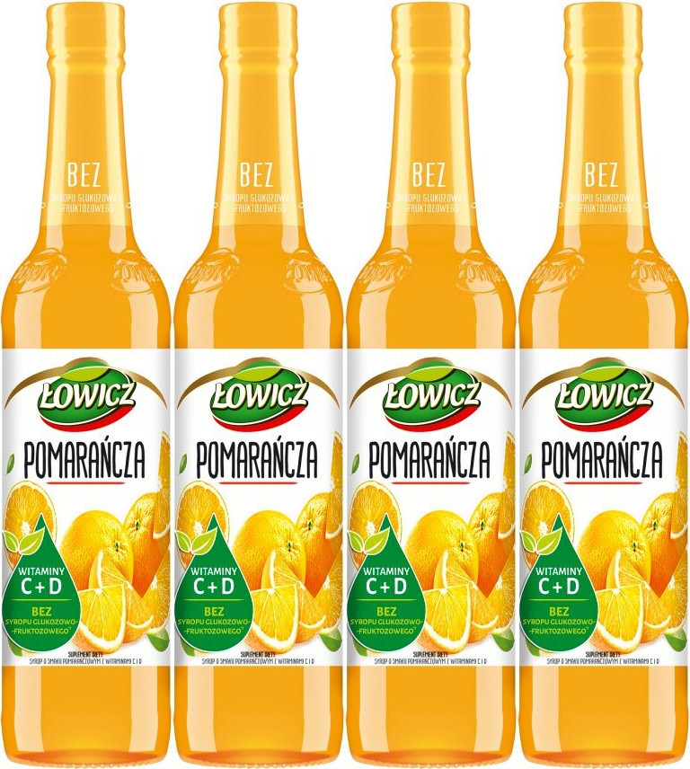 4x Syrop Łowicz, pomarańczowy, 400ml