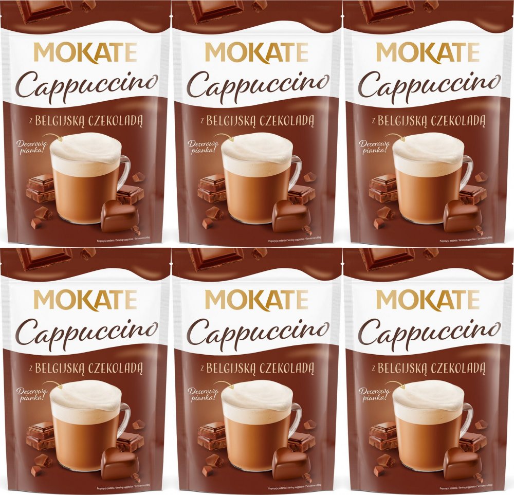 6x Kawa rozpuszczalna Mokate Cappuccino, z belgijską czekoladą, 110g