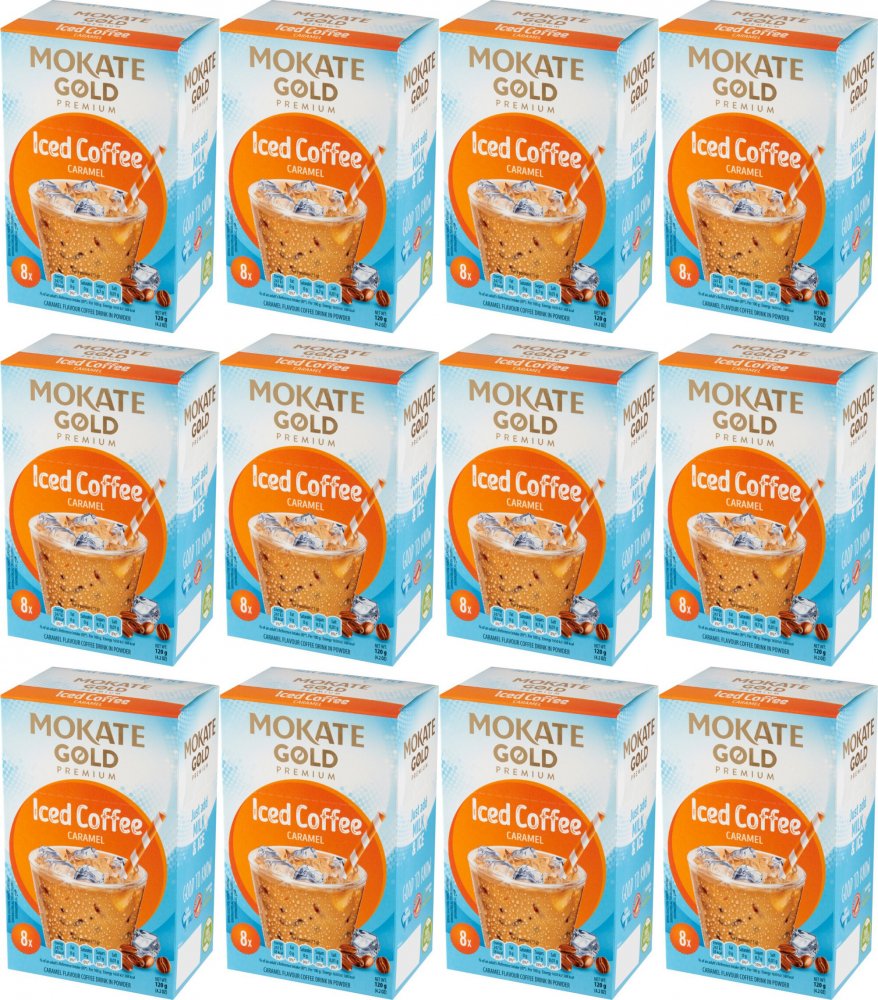 12x Kawa mrożona w saszetkach Mokate Gold Iced Coffee, karmelowy, 8 sztuk x 15g