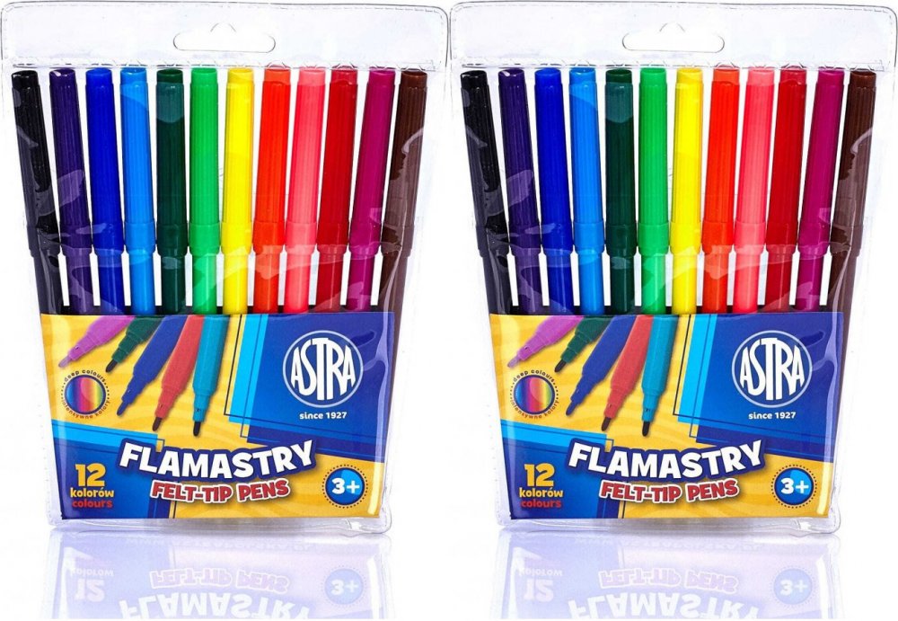 2x Flamastry Astra CX, 12 sztuk, mix kolorów