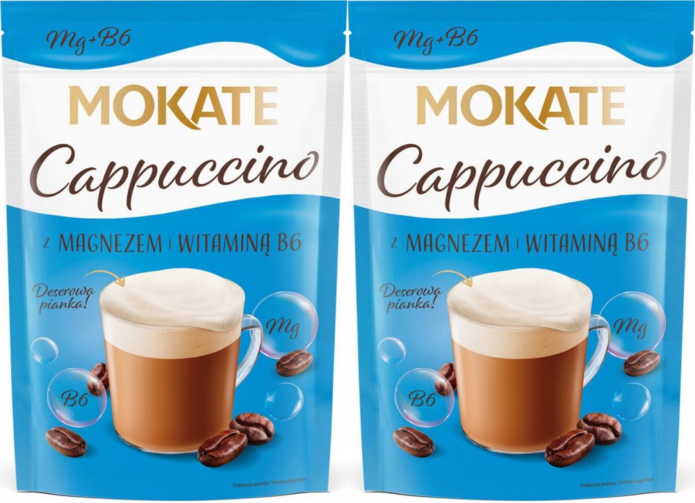 2x Kawa rozpuszczalna Mokate Cappuccino, z magnezem, 110g