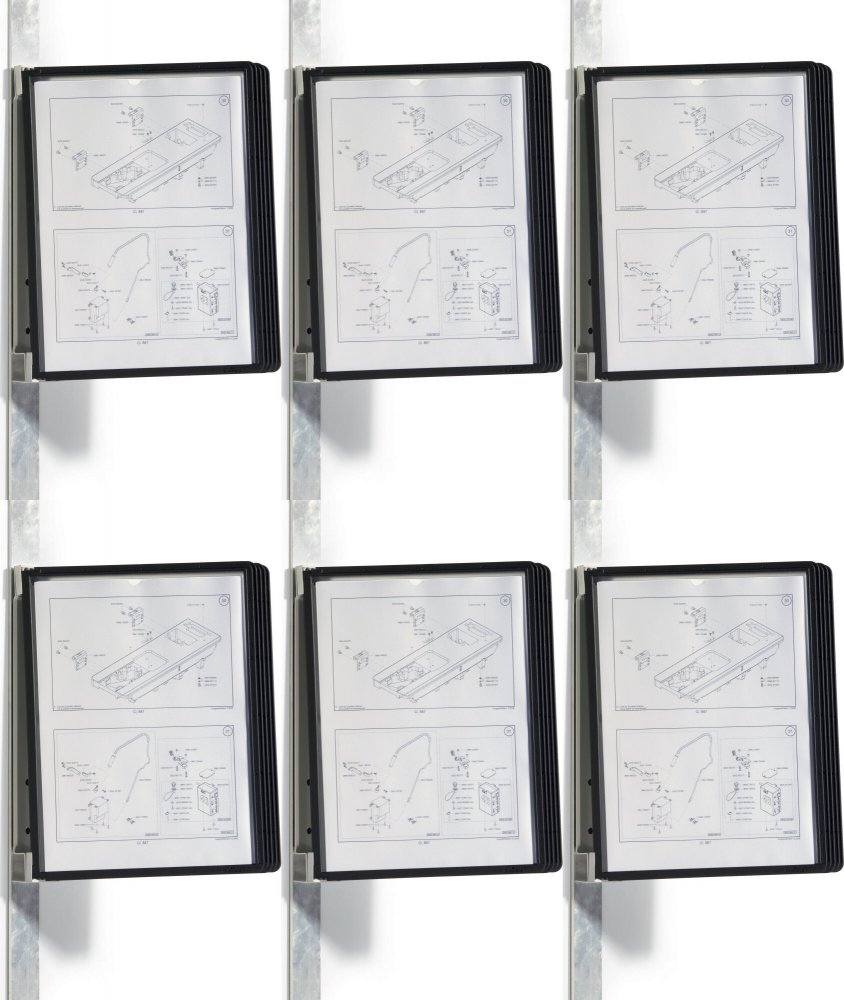 6x System paneli informacyjnych Durable Vario Magnetic Wall 5, ścienny, magnetyczny, A4, 5 paneli, czarny