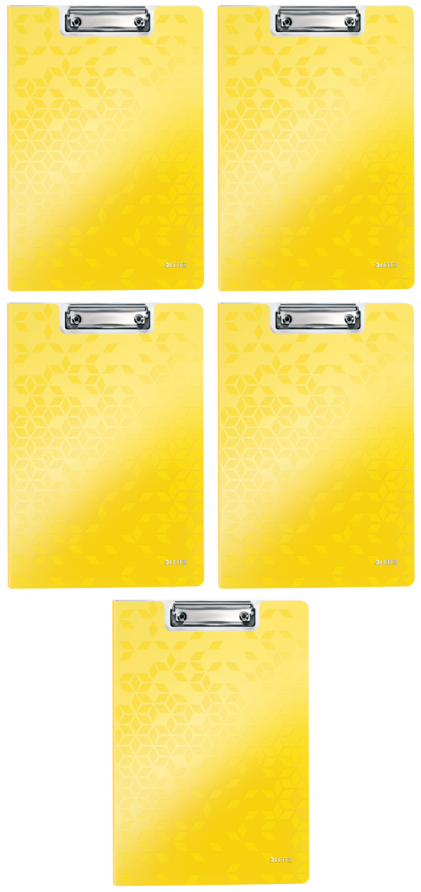 5x Clipboard Leitz Wow, z okładką, A4, żółty