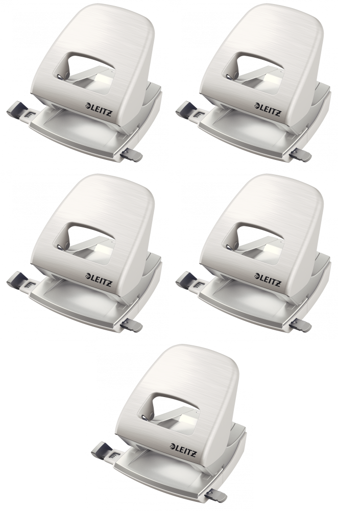 5x Dziurkacz Leitz NeXXt Series Style, do 30 kartek metaliczny biały