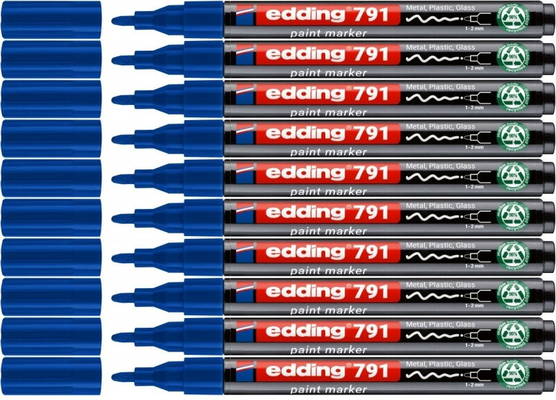 10x Marker olejowy edding e-791 PCR, okrągła, 1-2 mm, niebieski