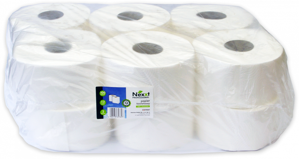 Papier toaletowy Nexxt Jumbo, 2-warstwowy, 100% celuloza, 12 rolek, 100m, biały
