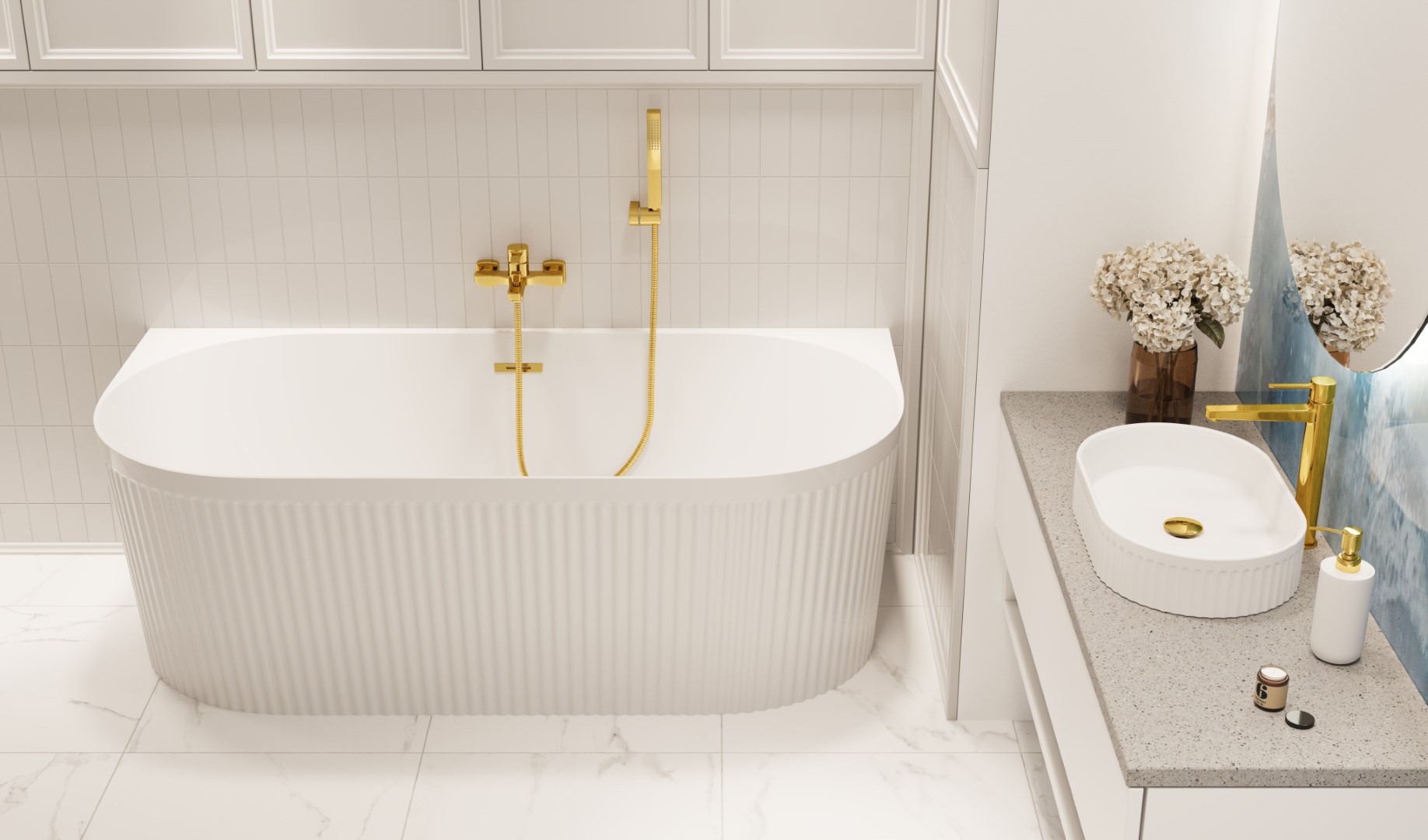 Invena Glamour wanna przyścienna 170x80 cm owalna biała AN-02-19U