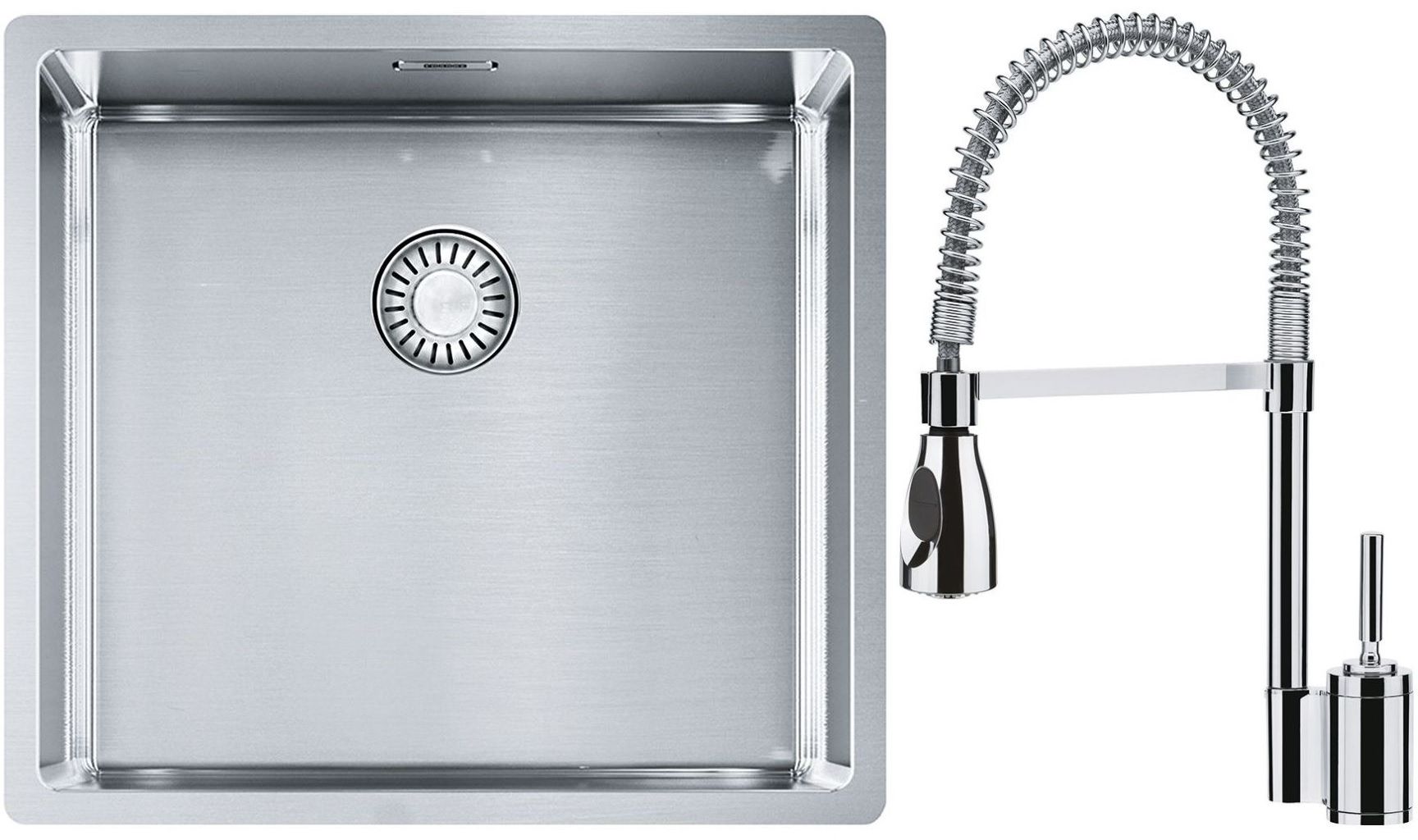 Franke Box BXX 210/110-45 zlewozmywak 49x45 cm stalowy z baterią kuchenną Sentinel chrom (1270453655, 1150029591)
