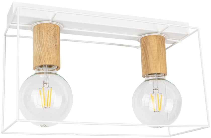 Spot-Light Gretter lampa podsufitowa 2x60W biały/dąb olejowany 4020203730074