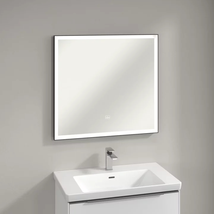 Villeroy & Boch Subway 3.0 lustro 80x75 cm z oświetleniem czarny mat/biały mat A46380BC