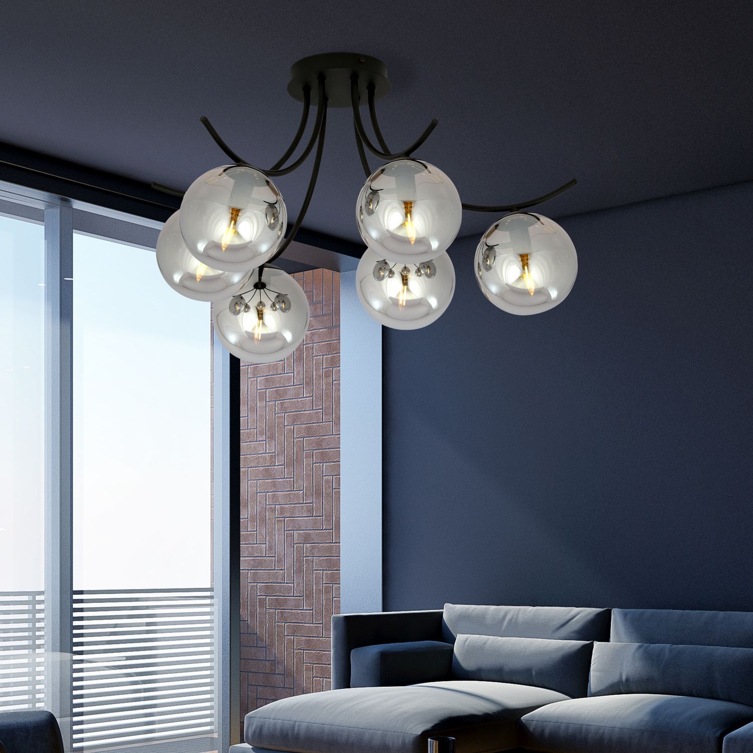 Emibig Boston lampa podsufitowa 6x10 W czarna-grafitowa 1110/6