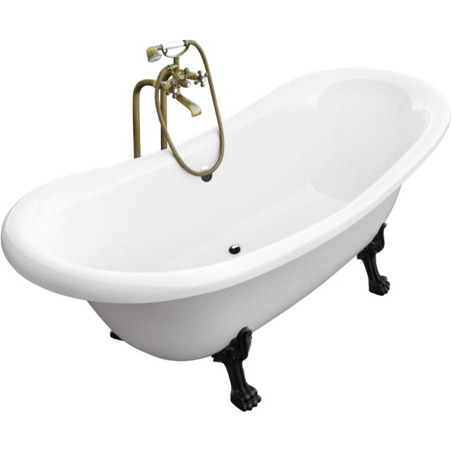 BESCO Wanna wolnostojąca AMELIA 190x77 cm nogi czarne #WKA-190W+CZ