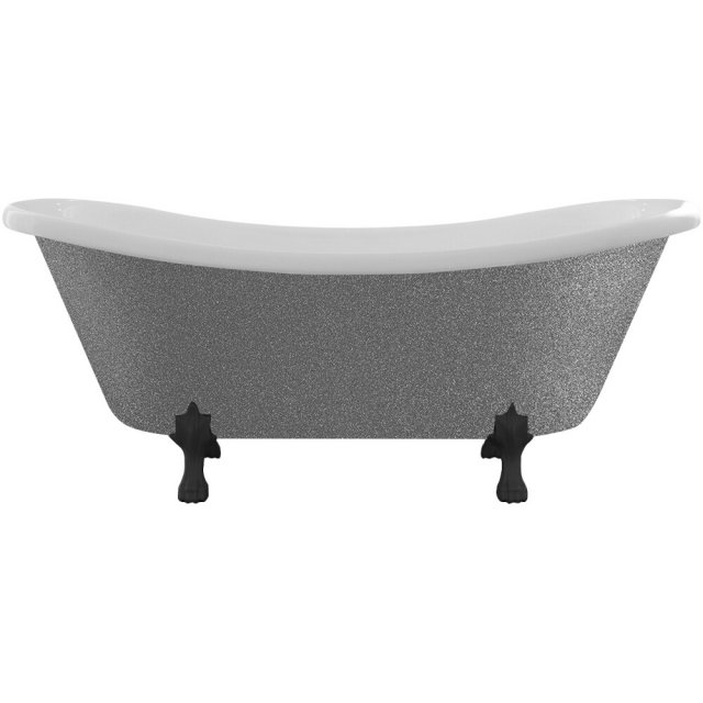 BESCO Wanna wolnostojąca AMELIA GLAM SREBRNA 190x77 nogi czarne #WKA-