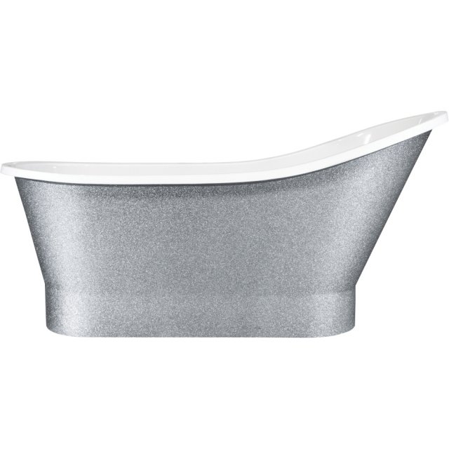 BESCO Wanna wolnostojąca GLORIA GLAM 160x68 cm srebrna standardowy kl