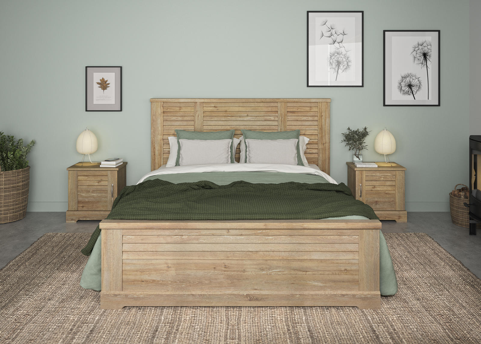 Łóżko małżeńskie w country designie Thelma large, light oak