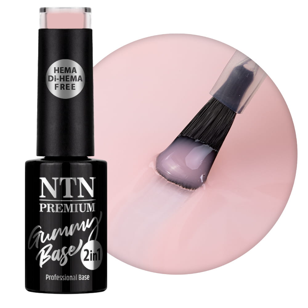 Baza średnio elastyczna kauczukowa Gummy Base 2in1 Ntn Premium Puff Peach HEMA/Di-HEMA Free 5 g Nr 1