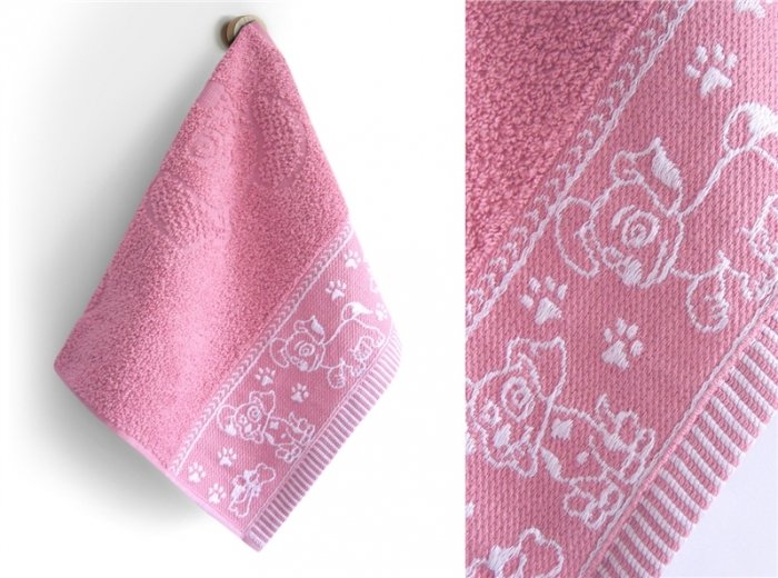 Ręcznik KIDS 30x50 wzór pieski w akcji rose