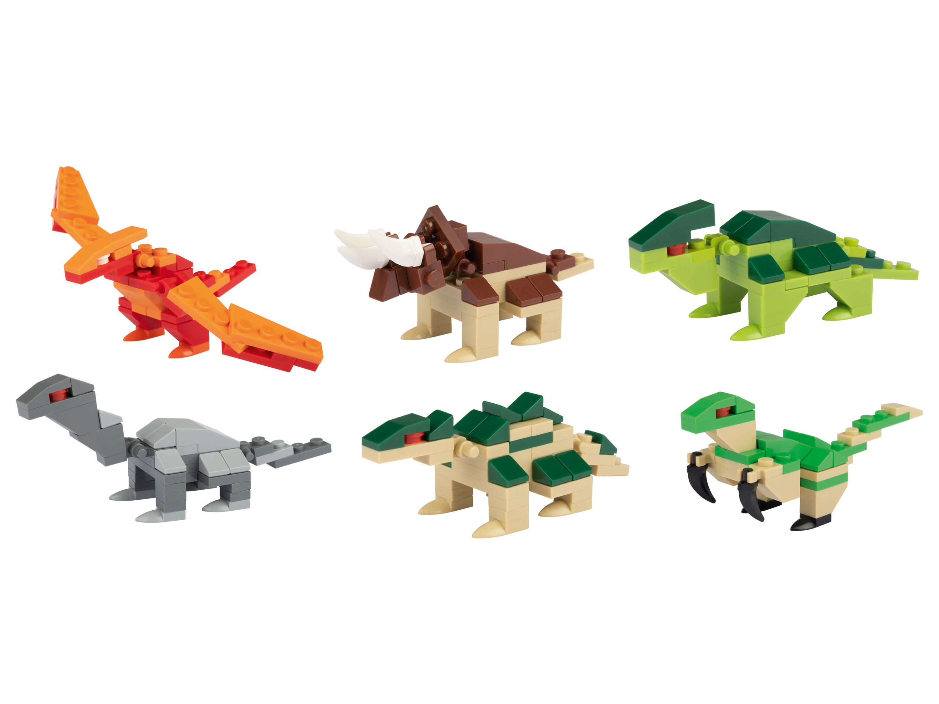 Playtive Clippys Zestaw 6 dinozaurów z klocków w jajku