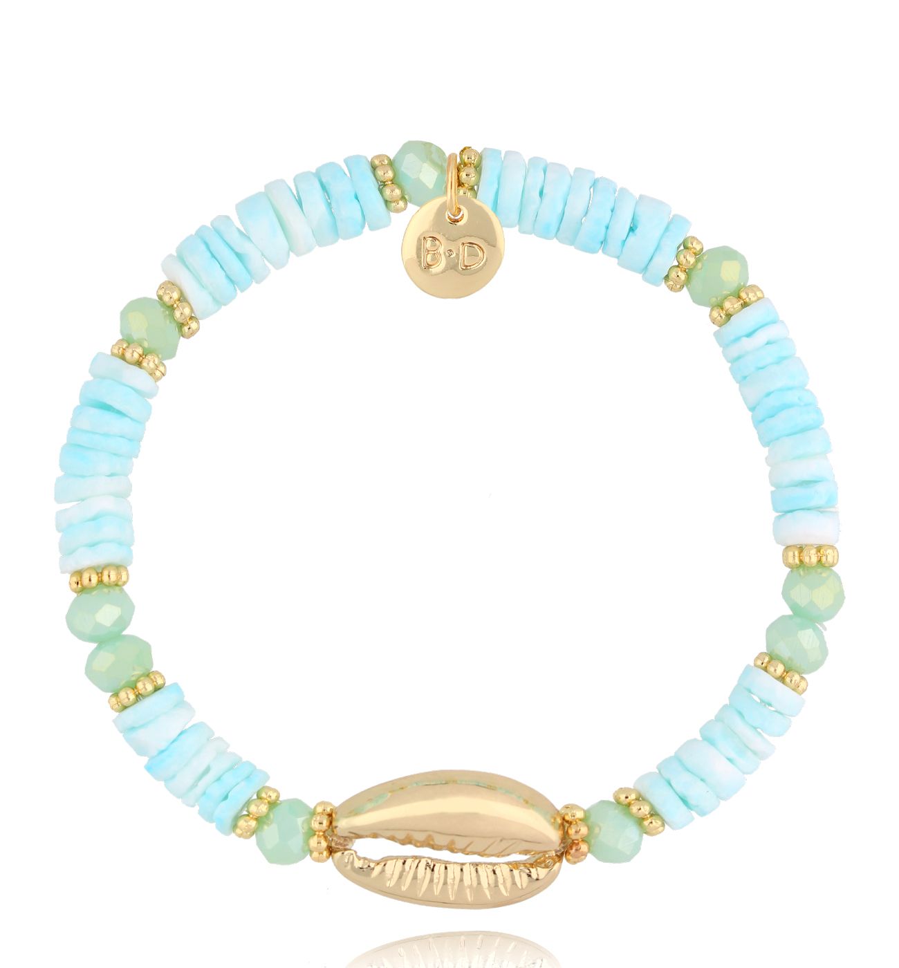 Bransoletka z niebieskimi muszlami Gold Shell BSH0130