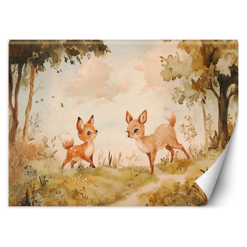Fototapeta Feeby Sarenki Zwierzęta w lesie Beżowy 350x245 1 szt