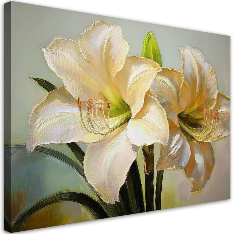 Obraz do salonu sypialni Feeby Kwiaty Lilie Kremowy 90x60 cm 1szt