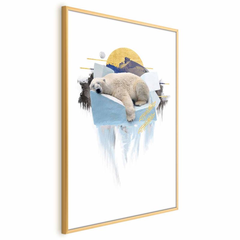 Plakat Artgeist Niedźwiedź polarny 60x90 cm z ramą złotą 1 szt