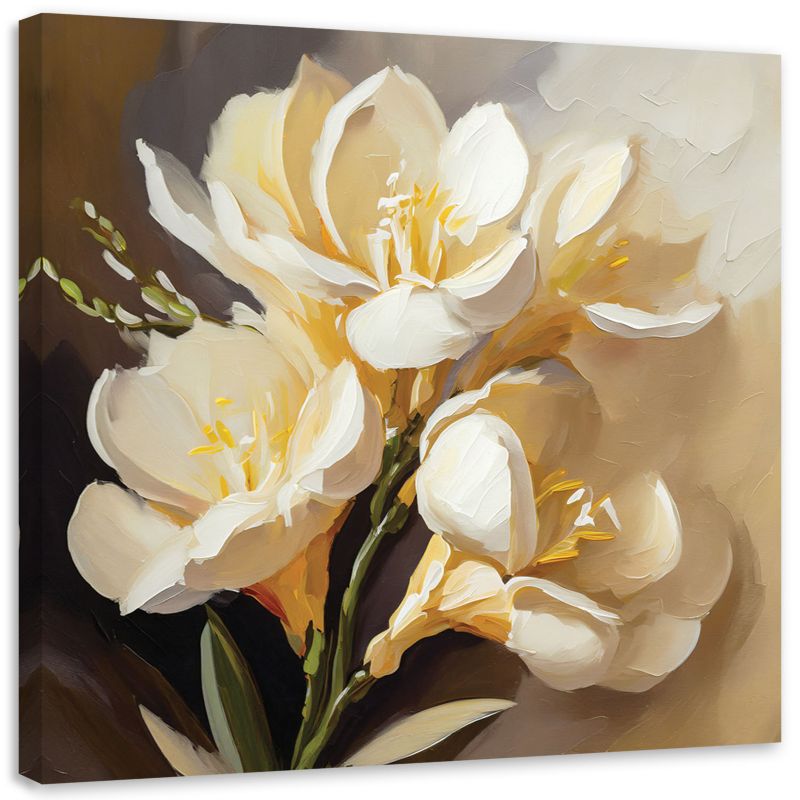 Obraz do salonu sypialni Feeby Kremowe Kwiaty Piwonie Malowane 40x40 cm 1szt
