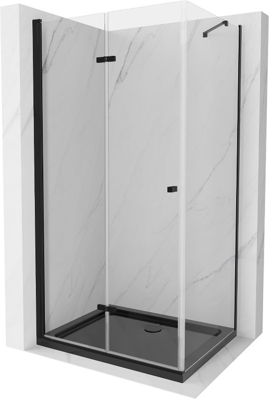 Kabina prysznicowa Mexen Lima składana 90 x 120 cm transparent czarna + brodzik Flat czarny