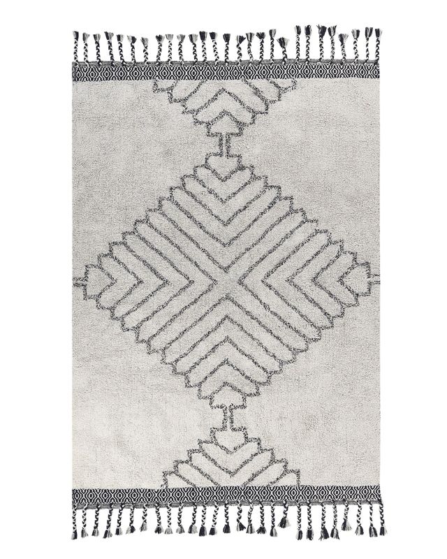 Dywan bawełniany 140 x 200 cm biało-czarny Eray 1 szt.