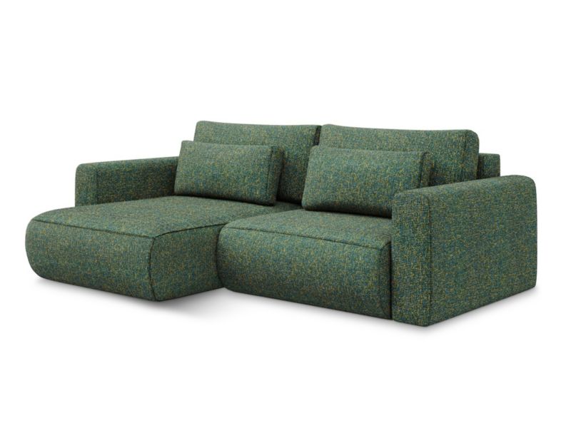Narożnik lewostronny z funkcją spania Makamii Kapua z tkaniny strukturalnej 240x149 cm zielony 1 szt.