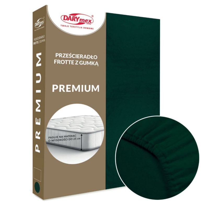 Prześcieradło frotte z gumką Darymex 180x200 kolor zieleń butelkowa PREMIUM 1 szt.