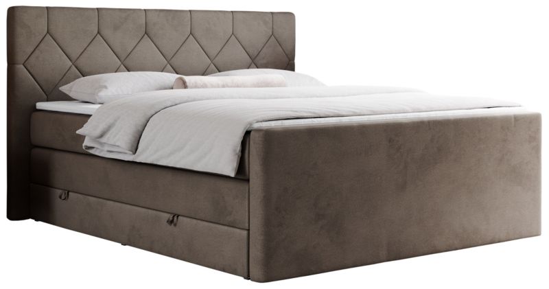 Łóżko kontynentalne MKS Meble KING EIGAR 180x200 H3 brązowy welwet 1szt.