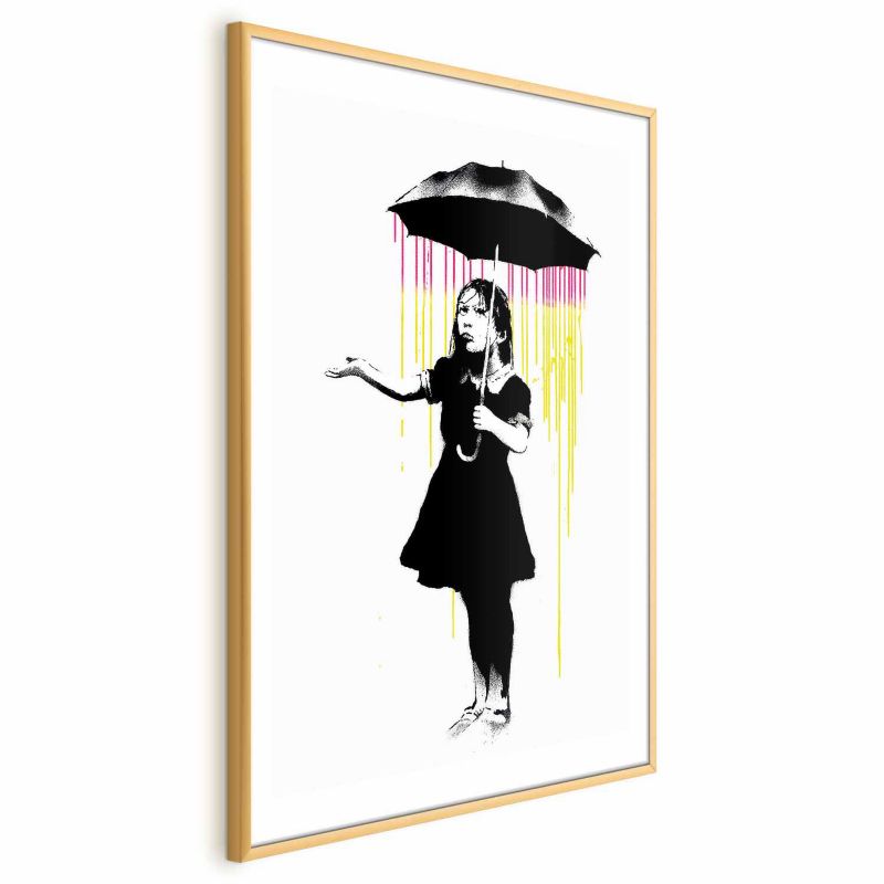 Plakat Artgeist Dziewczynka z parasolką 21x30 cm z ramą złotą 1 szt