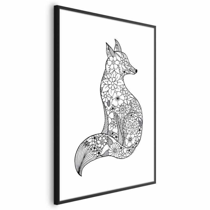 Plakat Artgeist Lis w kwiaty 21x30 cm z ramą czarną 1 szt