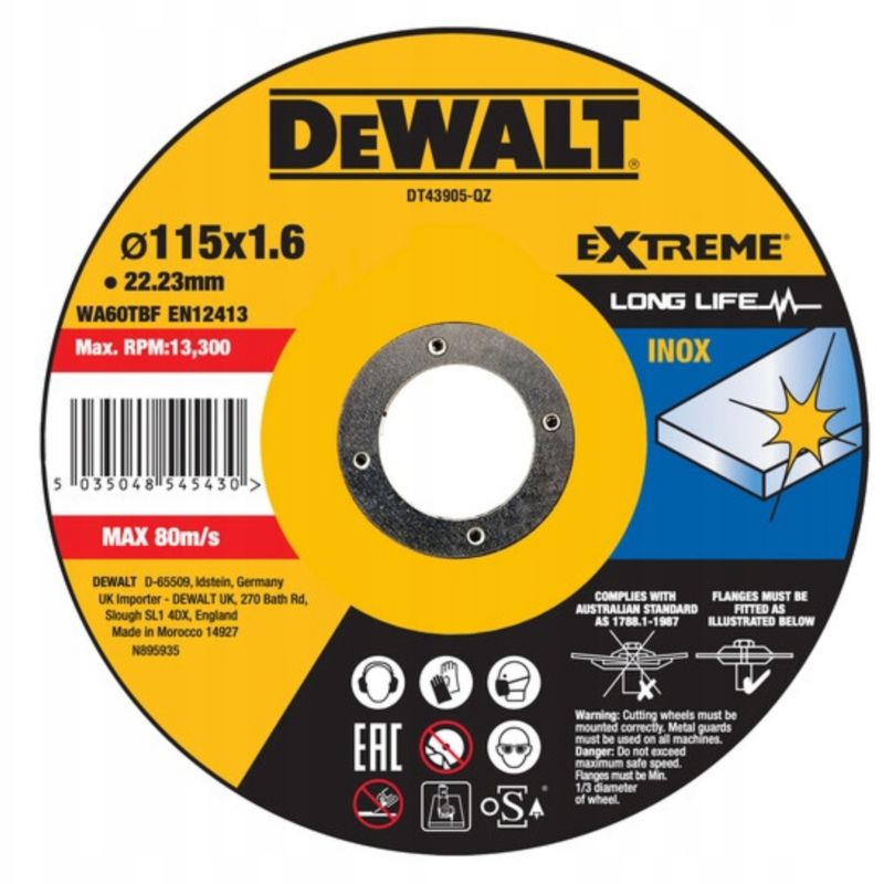 Tarcza Tnąca do cięcia metalu DeWALT Inox 115 x 1,2 x 22mm 1 szt.