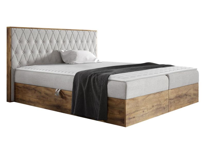 Łóżko kontynentalne MIRJAN 24 Wood 6 160x200 dąb lancelo/srebrny 1 szt.