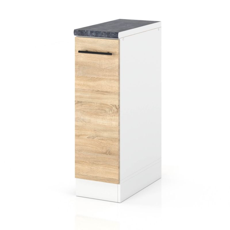Szafka Kuchenna Hurtownia-Mebli Stojąca D20 sPremium 20cm Biały Mat Dąb Sonoma 20x52x85 cm 1szt.