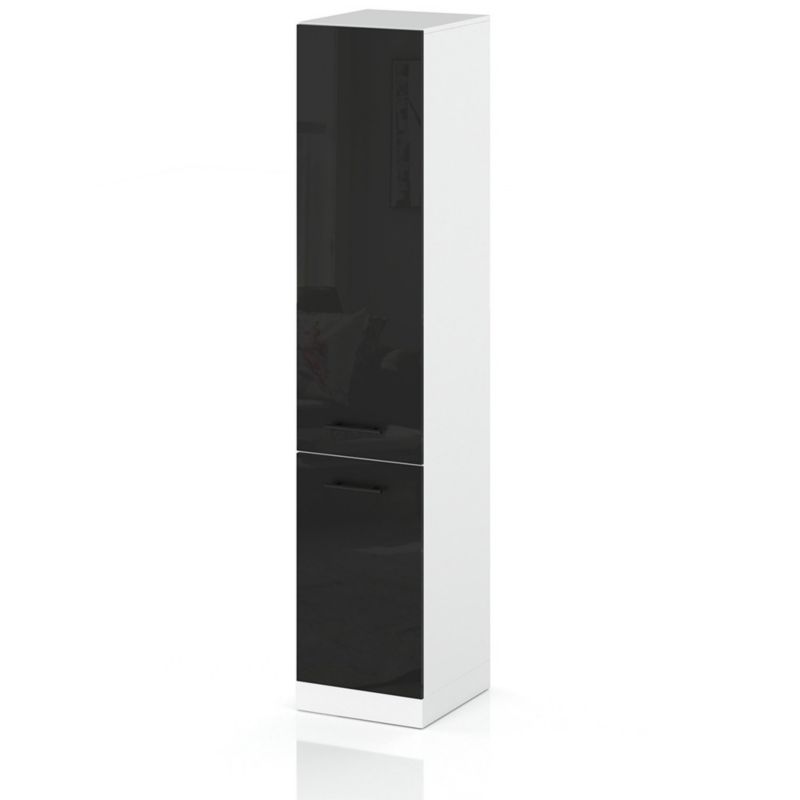 Szafka Kuchenna Hurtownia-Mebli Stojąca Słupek S40 sPremium 40cm Biały Mat Czarny Połysk 40x58x211 cm 1szt.